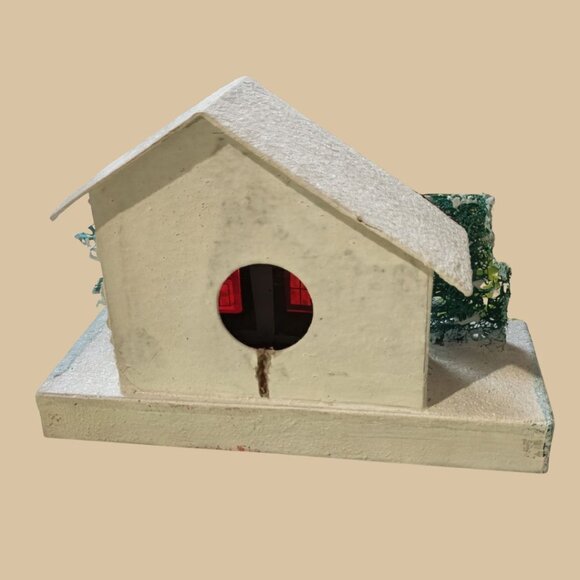 Vintage 1950s Christmas Japanese Putz House White Cardboard Cottage - Picture 2 of 4